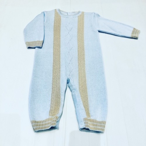 Boys Blue/Beige Knitted All In One